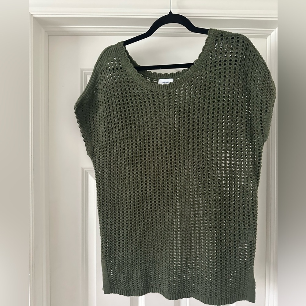 Old Navy Olive Open-Weave Sweater Top